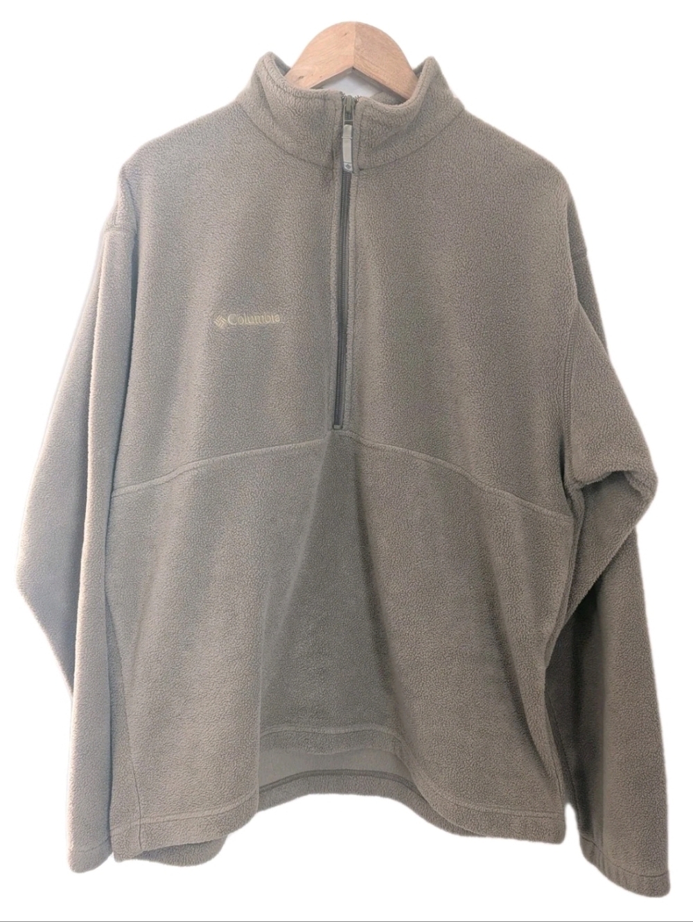 Columbia Fleece Pullover Mens Large Beige 1/2 Zip Jacket Outdoor Hiking
